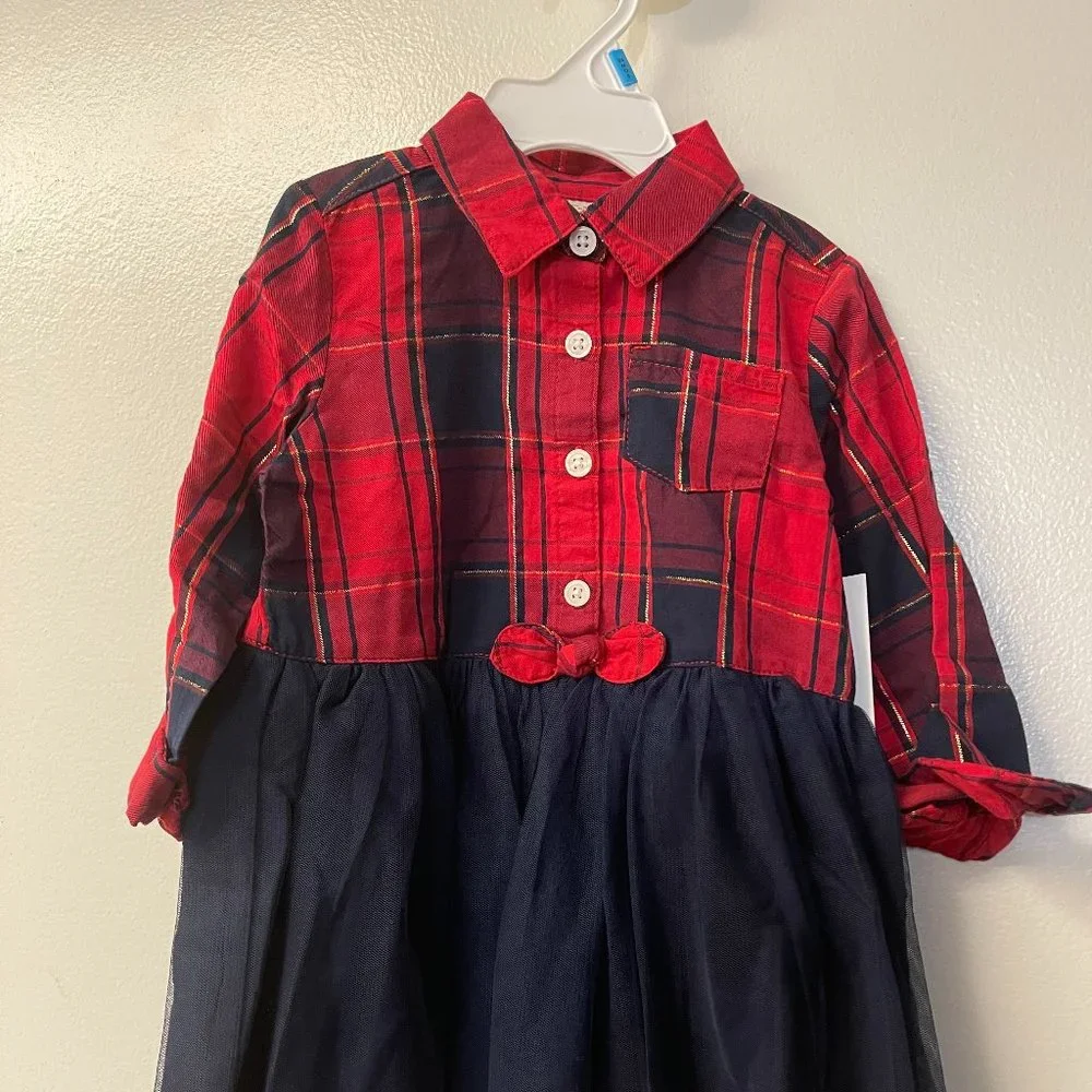 NWT! OshKosh B’gosh Sparkle Plaid &‎ Tulle Dress Size-4 T